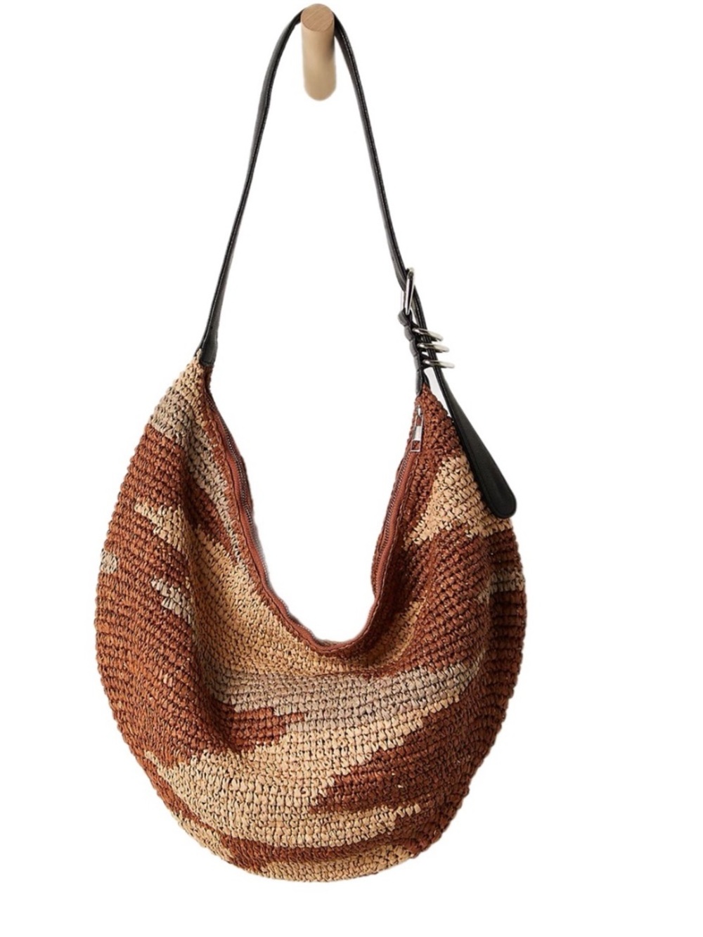 Free People Woven Shoulder Bag in Brown and Cream Tones - Picture 2 of 6